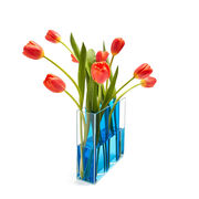 Corrugated blue vase